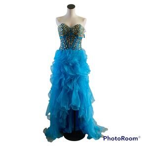 NWT Giosue High Low Beaded Cinderella Quinceanera Prom Dress Sz 10